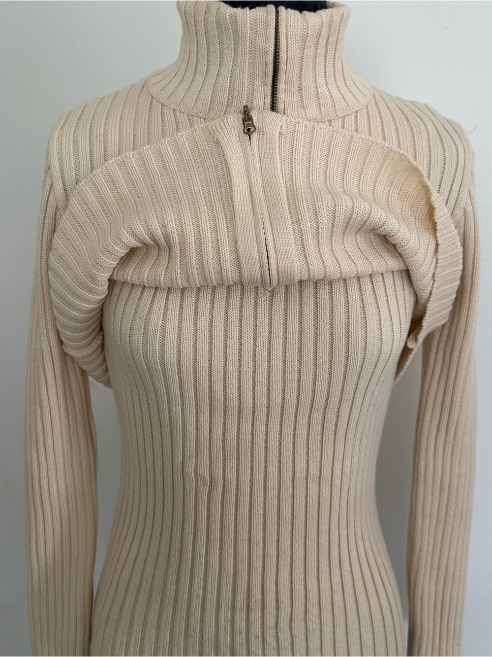 Mango Cream Ribbed Turtleneck Sweater - Picture 11 of 13